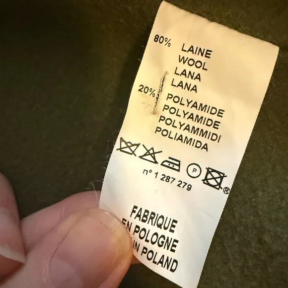 Cacharel Paris Plaid Wool Coat Green Pink Accents Size Small 6/7 Girls - Picture 3 of 10